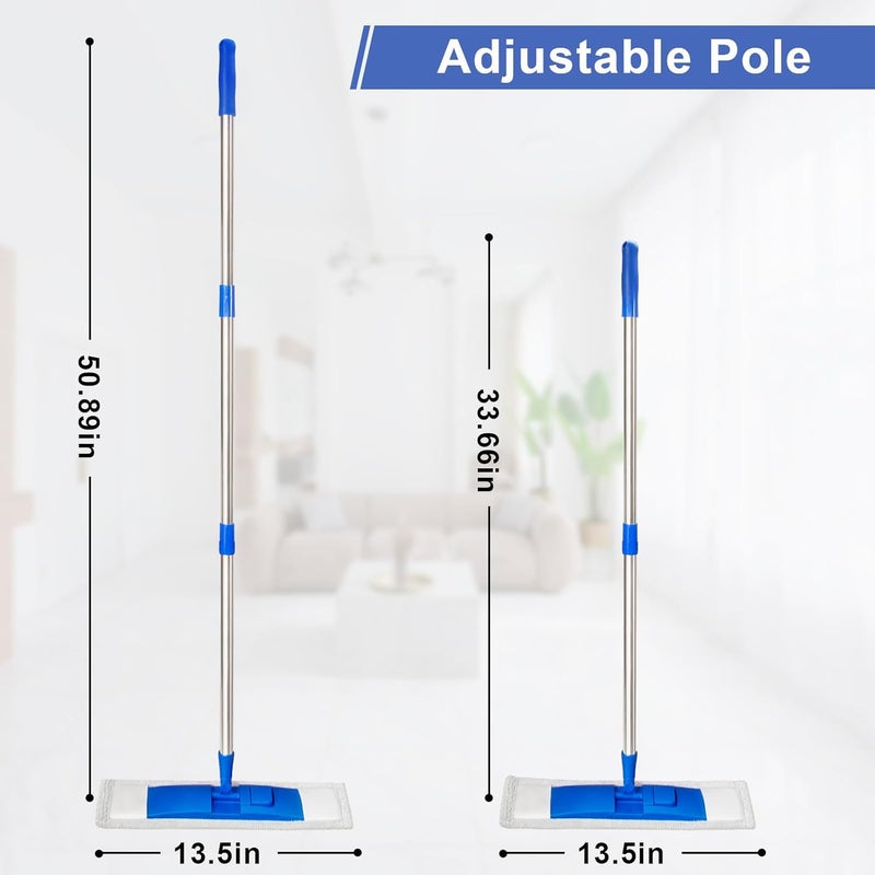 Conliwell 17" Microfiber Mop for Hardwood Floor Cleaning,Mops with 50" Stainless Steel Pole, 1 Reusable & Washable Mop Pad, Wet & Dry Use for Hardwood, Tile, Marble and Vinyl Floors - Image 2